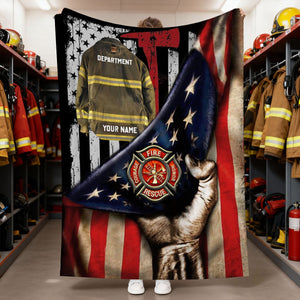 Firefighter Armor Proud Firefighter Personalized Blanket Gifts for Firefighter Fireman