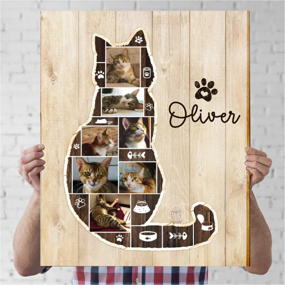 Personalized Cat Photo Collage Canvas, Cat Memorial Gifts, Cat Lover Christmas Gift