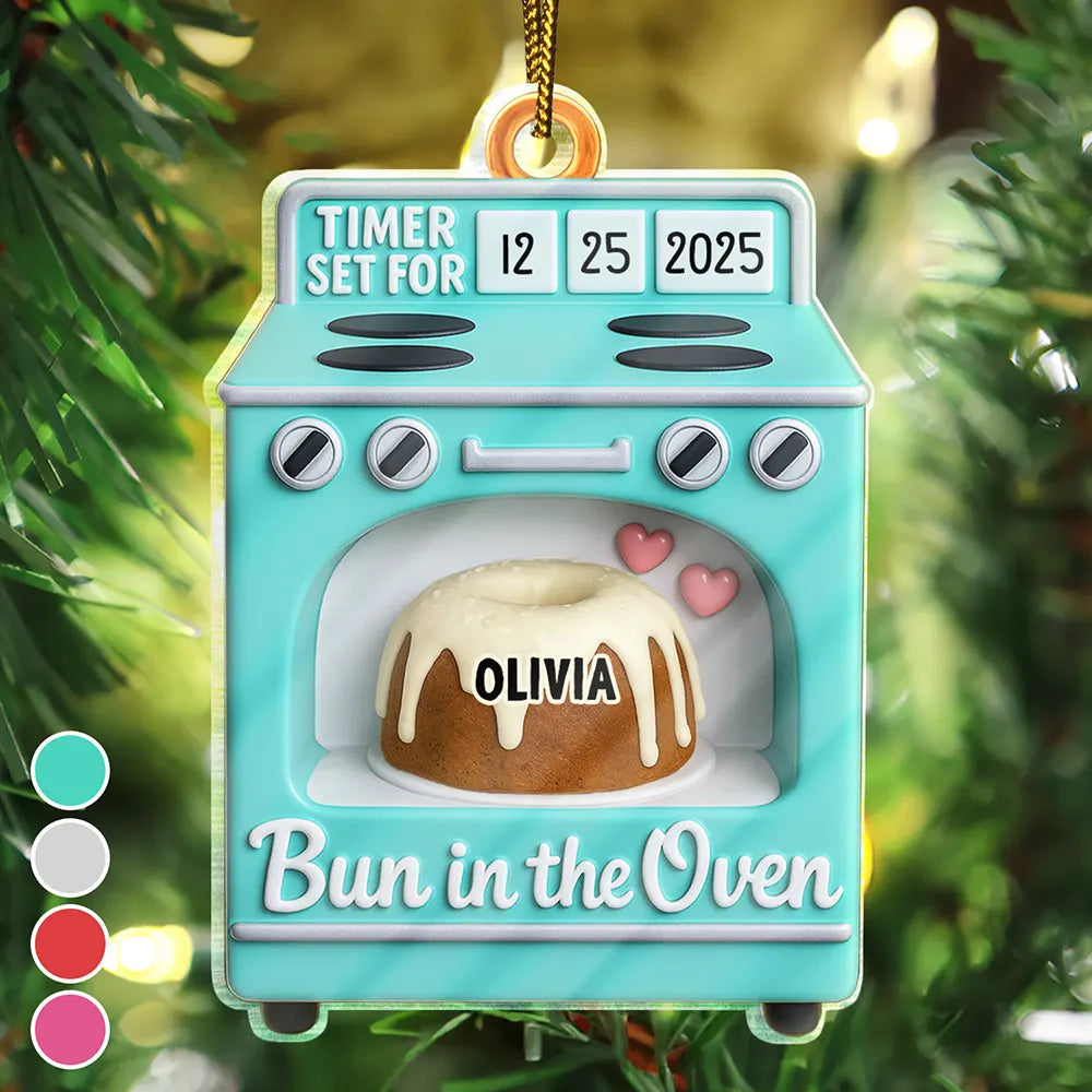 Baby Expecting Pregnancy Gift Bun In The Oven Personalized Acrylic Ornament