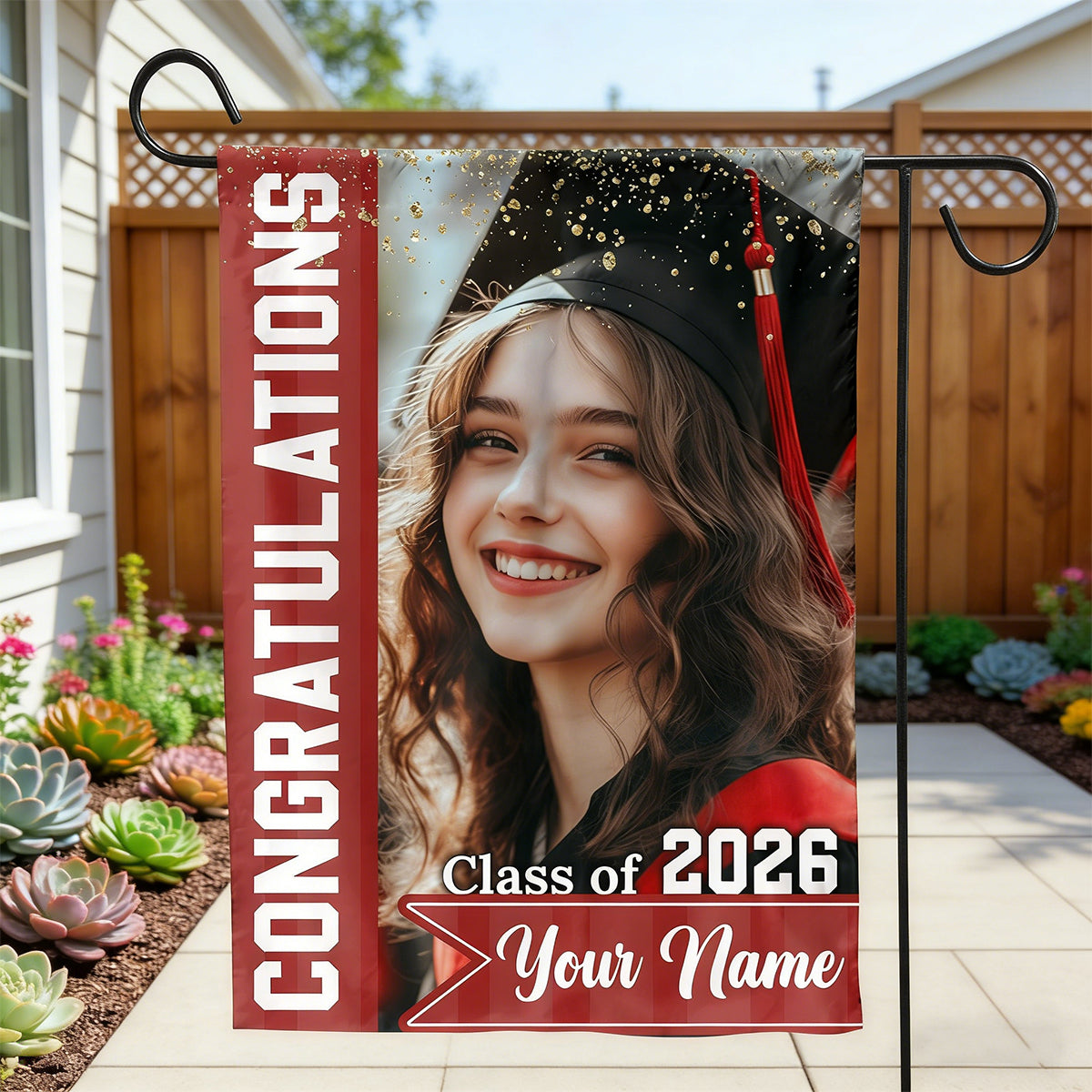 Congrats Photo Graduation Flags - Personalized Graduation Garden Flag - Graduation Class Of 2026