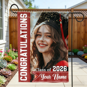 Congrats Photo Graduation Flags - Personalized Graduation Garden Flag - Graduation Class Of 2026