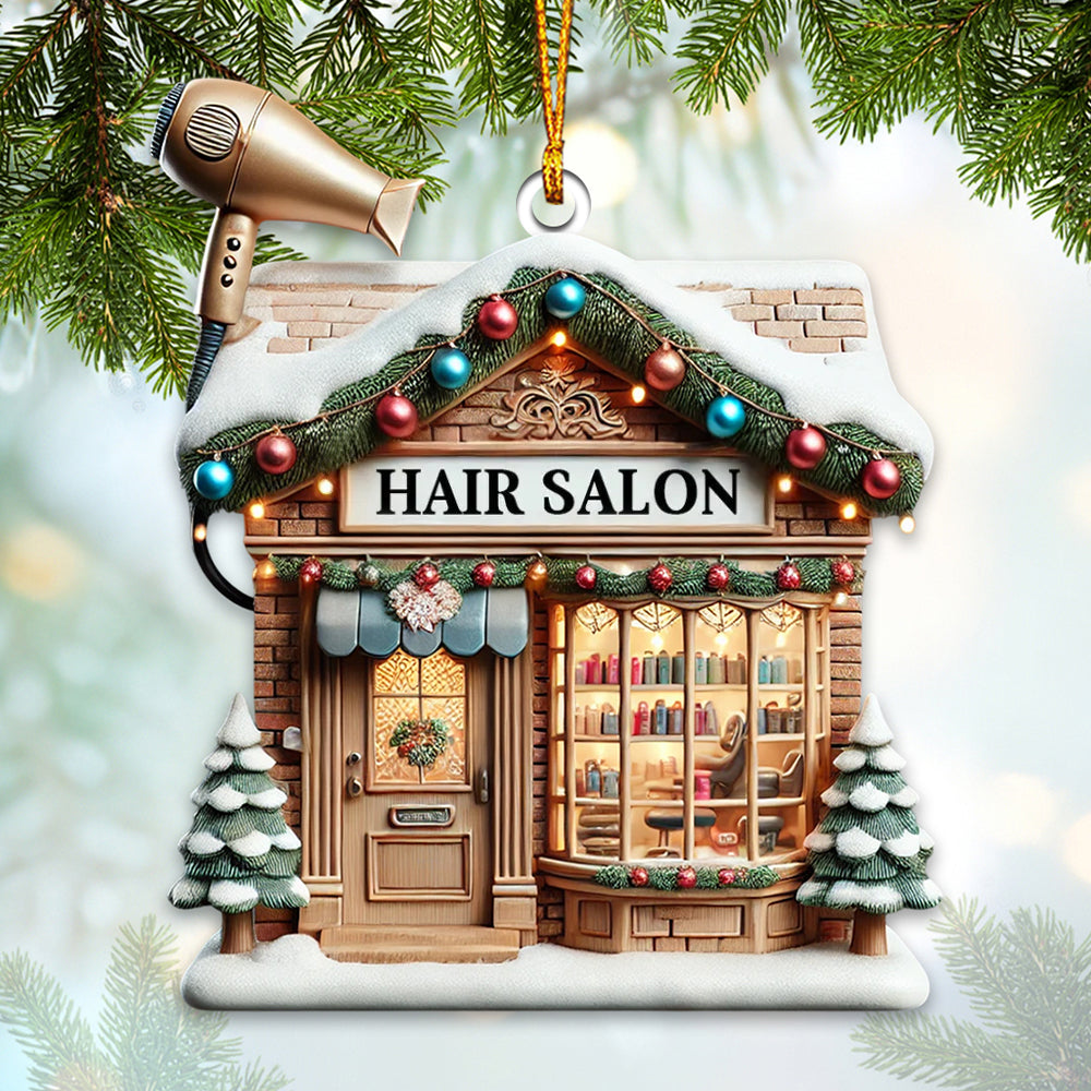 Personalized Custom Name Hair Salon Ornament, Hair Salon Christmas Decoration