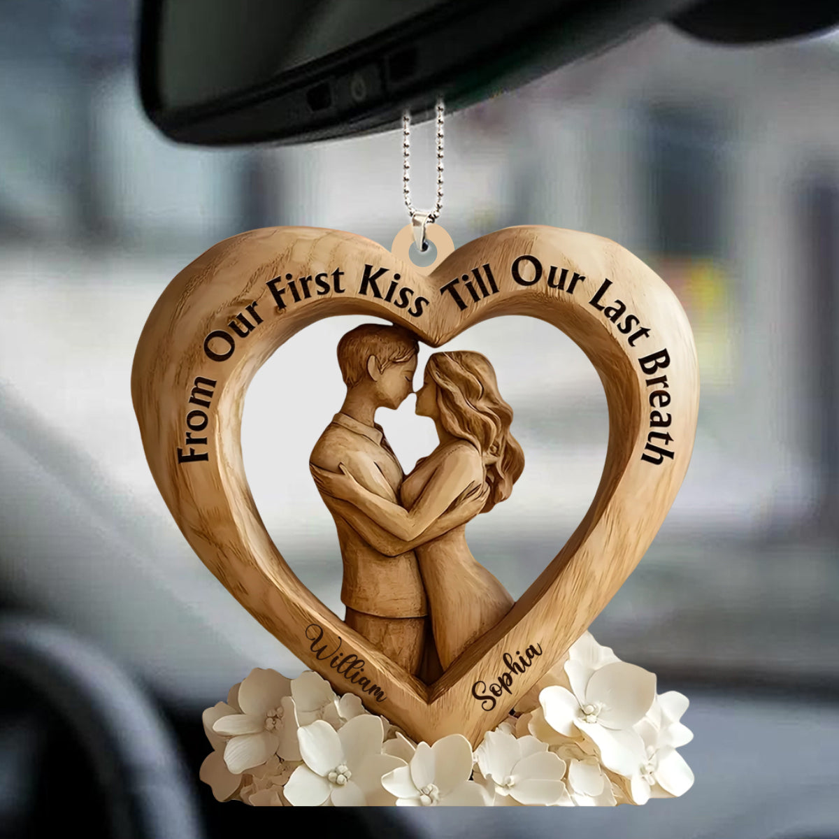 From First Kiss to Everlasting Love Personalized Couple Ornament