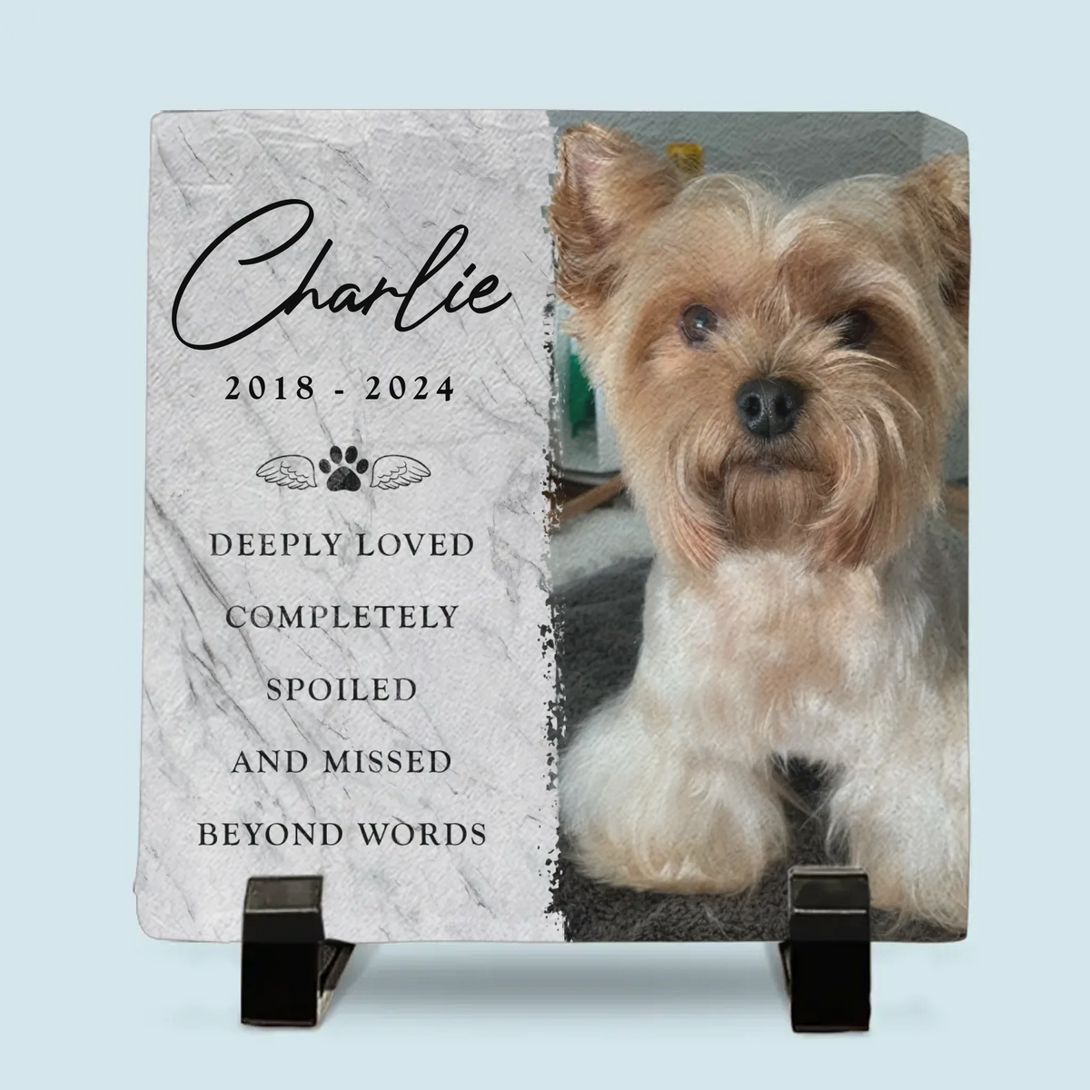 Custom Photo Deeply Loved - Personalized Memorial Stone Slate Gift For Pet Lovers