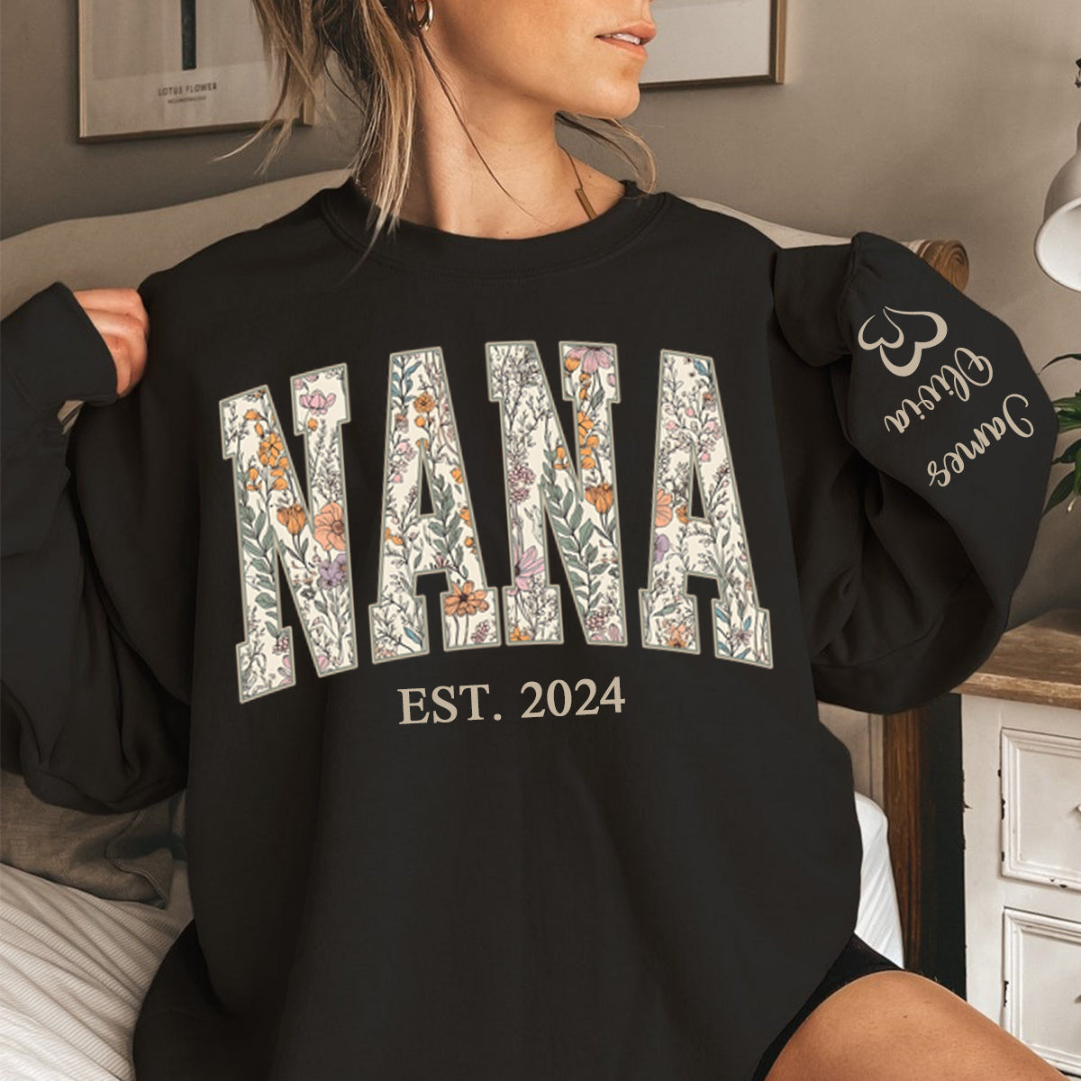 Custom Floral GIGI Sweatshirt – Personalized Grandma Est Year & Grandkids Names
