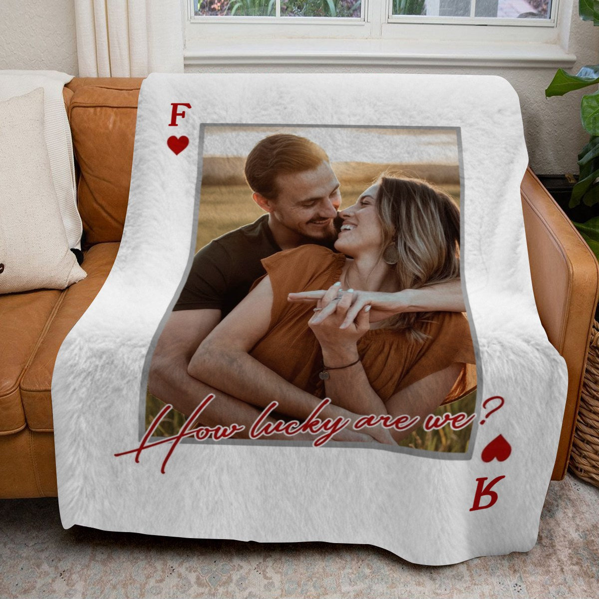 Upload Your Photo Playing Cards Blanket For Him And Her - Personalized Photo Gifts For Anniversary