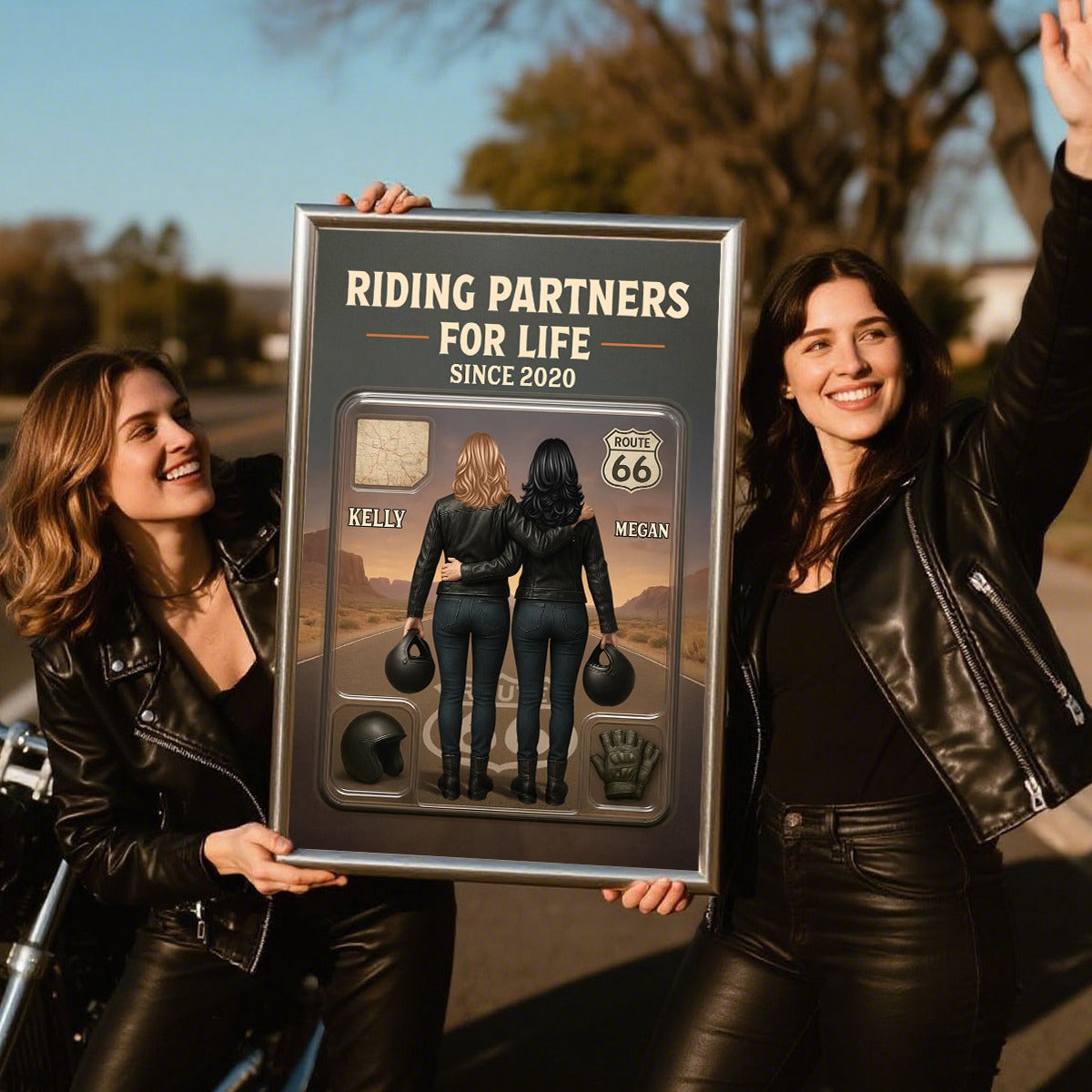 Couple Bikers Riding Partners For Life Personalized Poster Gift For Bikers