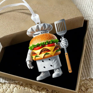Custom Name Chef Santa Ornament, Christmas Gift for Cooking Lover