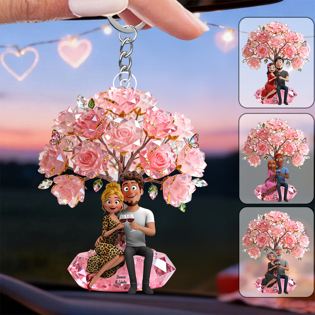 Cheers To Love Couple Acrylic Keychain - Personalized Gifts For Husband, Wife, Boyfriend, Girlfriend