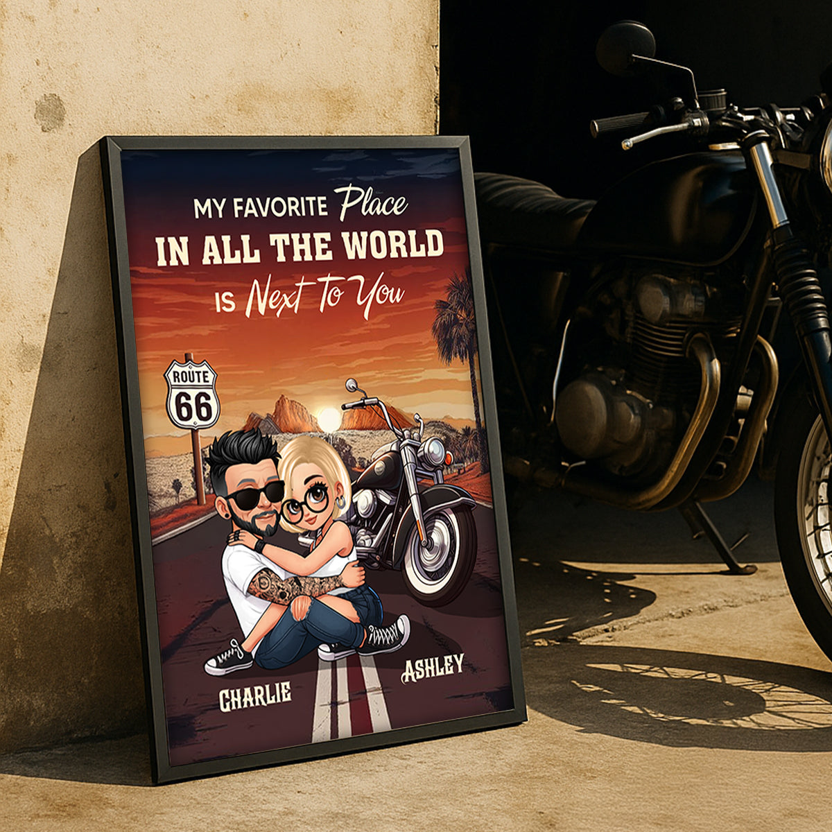 Bikers Couple Riding Partners For Life Personalized Poster Gift For Him & Her