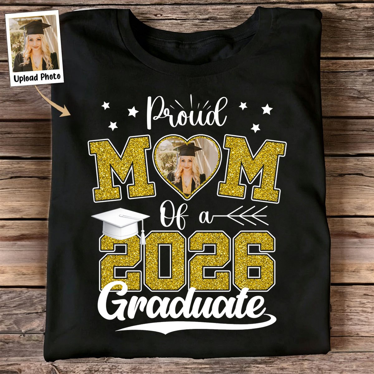 Congrats Proud Dad Mom Of A Graduate Custom Photo Personalized Graduation T-Shirt Gift for Mom, Dad