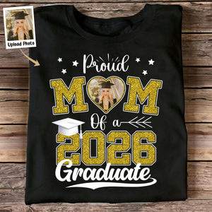 Congrats Proud Dad Mom Of A Graduate Custom Photo Personalized Graduation T-Shirt Gift for Mom, Dad