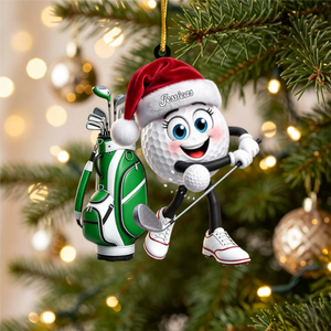 Energetic Swinging Golf Ball Mascot Acrylic Hanging Ornament – Personalized Gift For Golfers