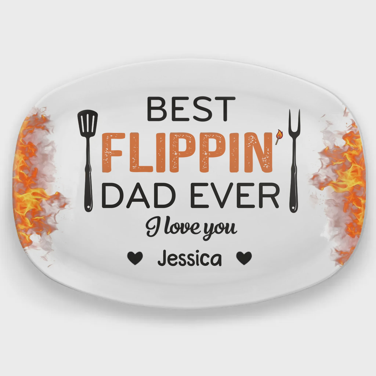Father's Day Gift For Dad & Grandpa – Personalized "Best Flippin' Dad Ever" Family Platter