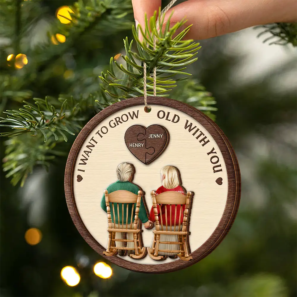 Couple You And Me Grow Old Together - Personalized 2-Layered Wooden Ornament