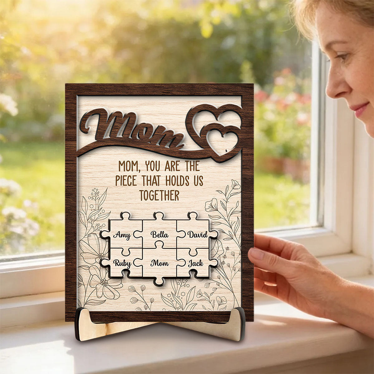 You Hold Us Together - Personalized Wooden Plaque - Gift For Mom