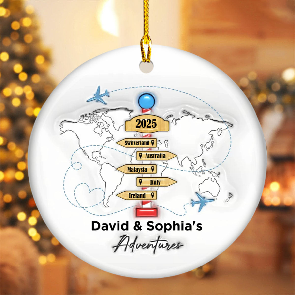The Destination of All Year Travel Adventure Personalized Ceramic Ornament - Christmas Gift