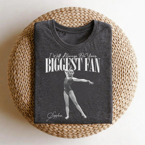 I'll Always Be Your Biggest Fan - Personalized Photo Retro Bootleg T-Shirt For Gymnast