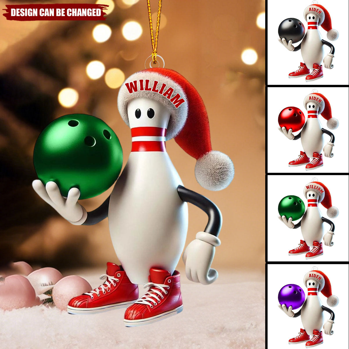 Personalized Custom Name Bowling Christmas Ornament, Gift For Bowling Lover