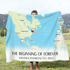 Where It All Began - Couple Personalized Custom Horizontal Blanket - Gift For Husband Wife, Anniversary