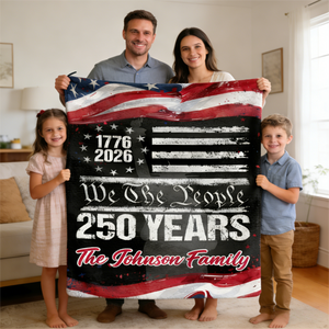 250 Years USA 250th Birthday 1776-2026 Eagle Personalized Blanket Gift for Family