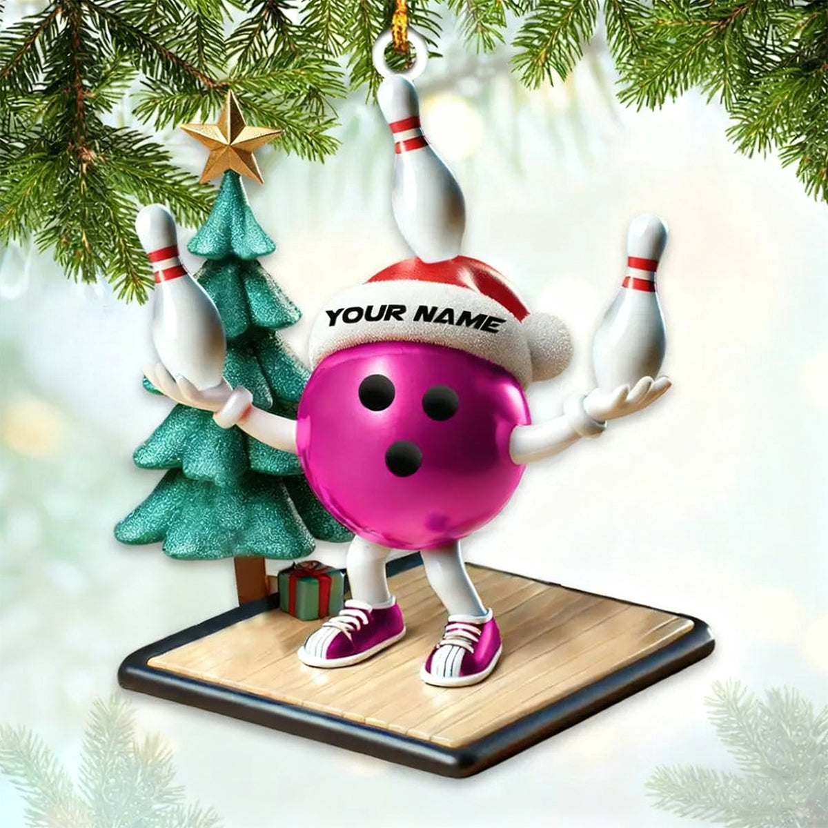 Custom Name Bowling Personalized Acrylic Ornament Bowling Lover Christmas Gift