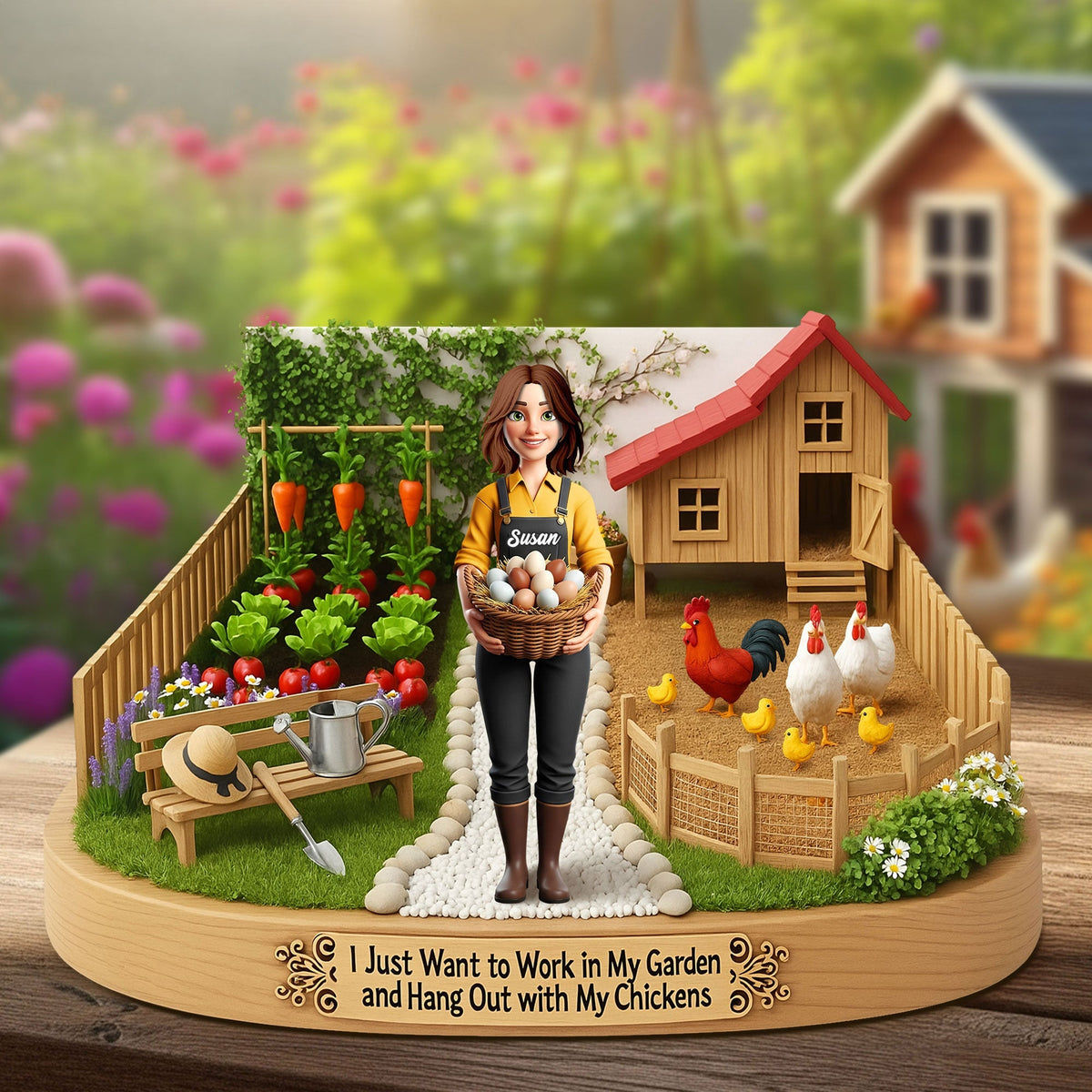 I Just Want to Work in My Garden Farm Girl - Personalized Acrylic Plaque Gifts For Farmers