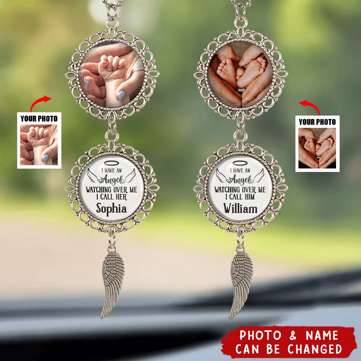 I Have An Angel Watching Over Me - Personalized Baby Photo Car Ornament