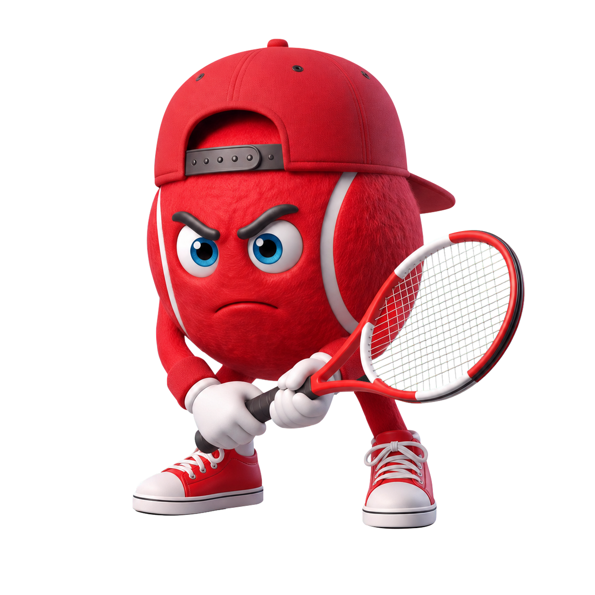 Ready Position Tennis Keychain Personalized Cool Tennis Ball Mascot Keychain