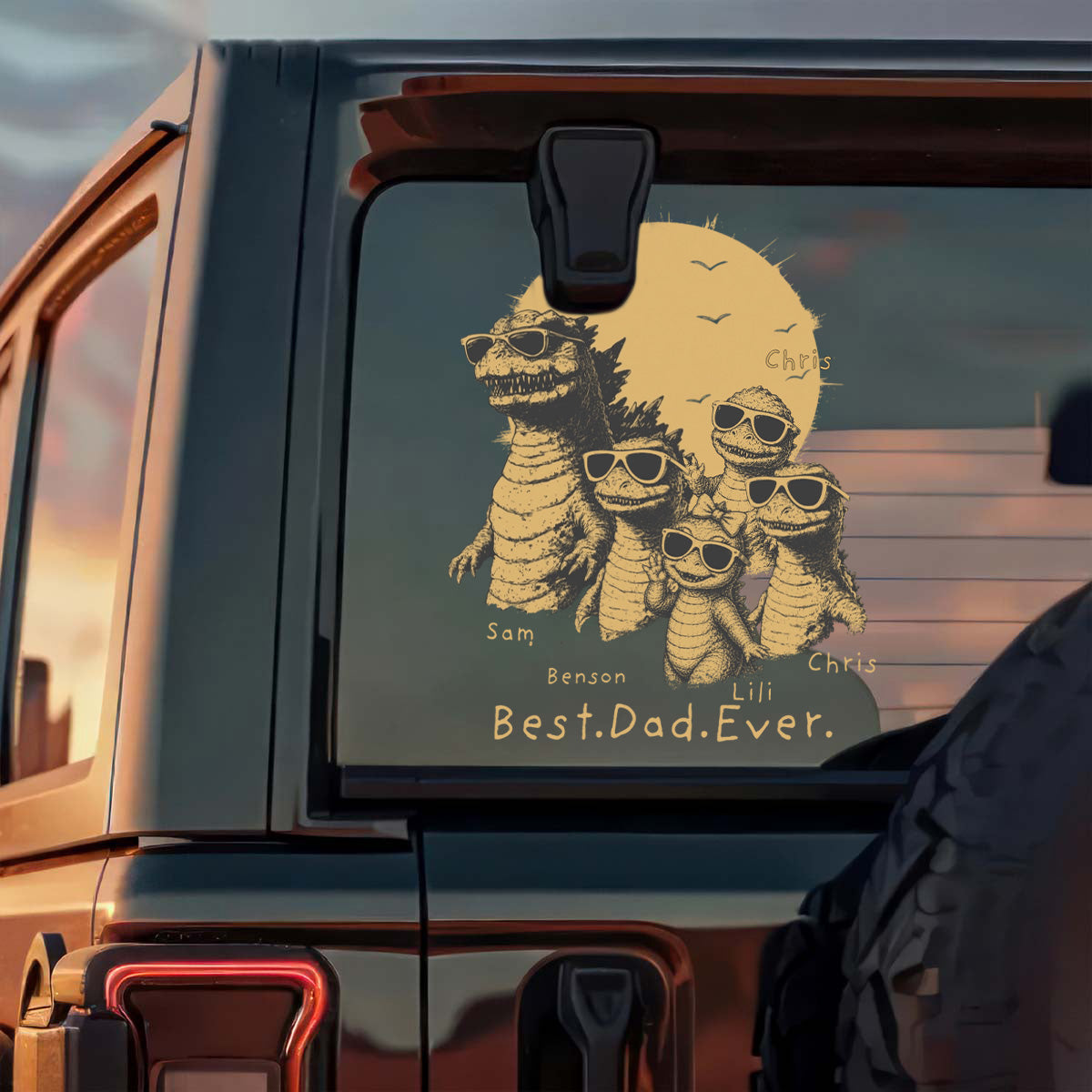 Personalized Best Dad Ever Dadsaurus Car Window Decal Sticker