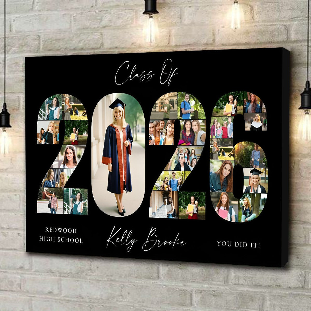 Personalized 2026 Graduation Photo Collage Party Welcome Sign Canvas,Graduation Gift for Seniors