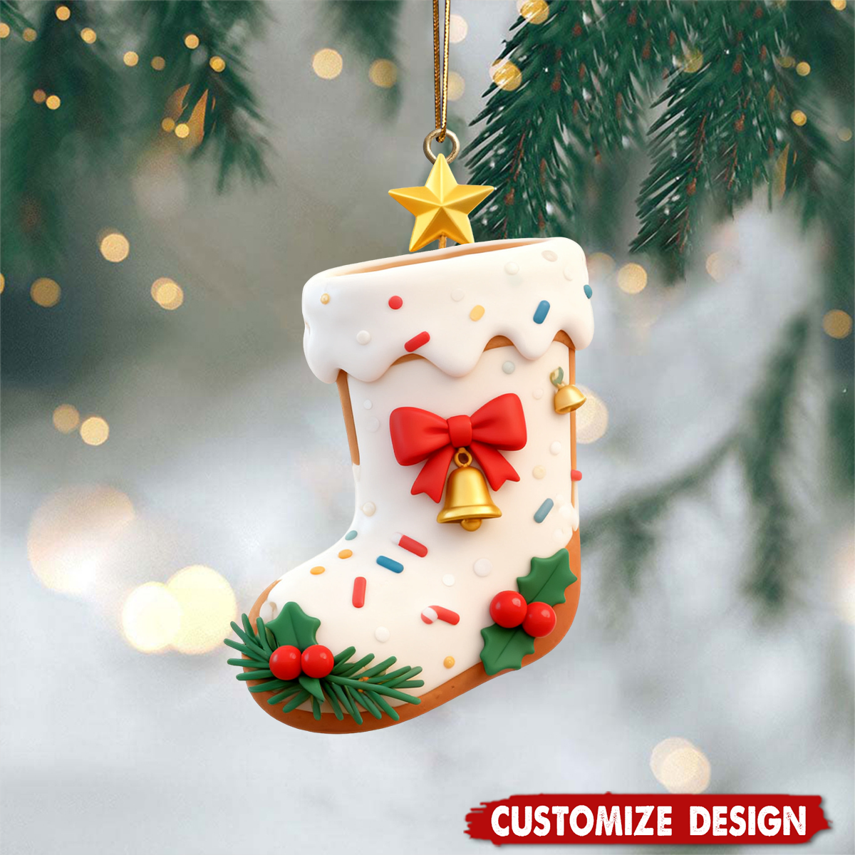 Snowman, Deer, Christmas Tree, Stockings, Snow House - Personalized Christmas Ornament Decorations Collection