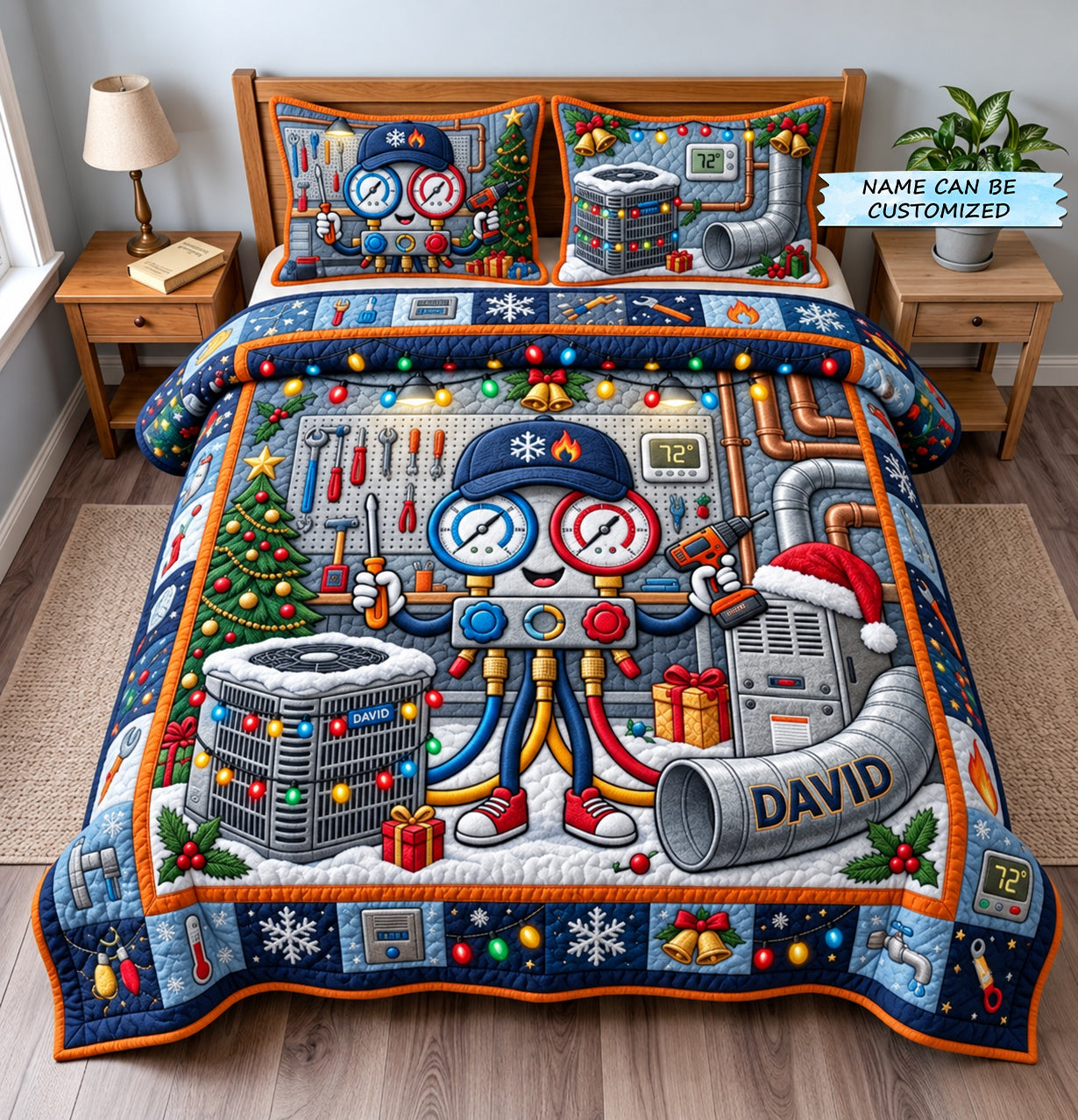 Personalized HVAC Technician Flannel Blanket – Custom Name Cozy Gift For AC & Heating Professionals