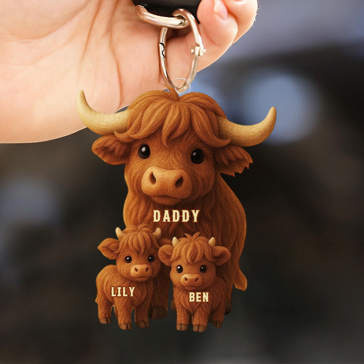 Highland Cow Dad Acrylic Keychain Personalized Gifts For Dad