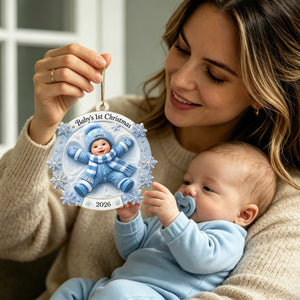 Custom First Christmas Acrylic Ornament - Personalized Christmas Baby Shower, Gender Reveal Gifts For New Moms, New Dads, New Parents - Little Miracle Big Love