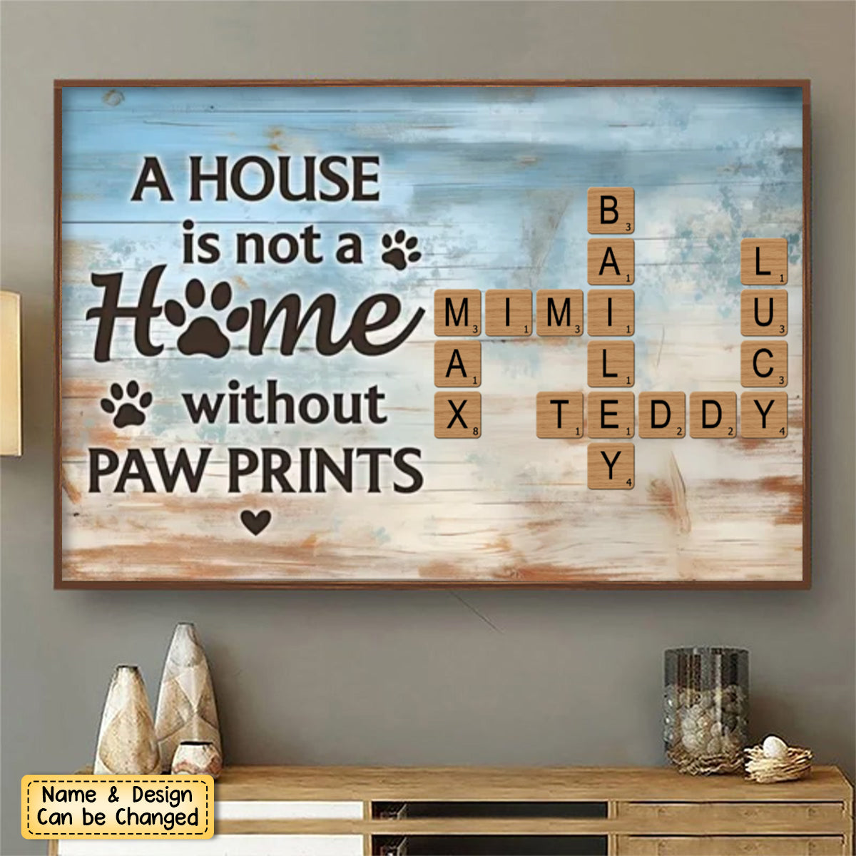 Home With Paw Prints Pet Crossword Puzzle Art Personalized Poster