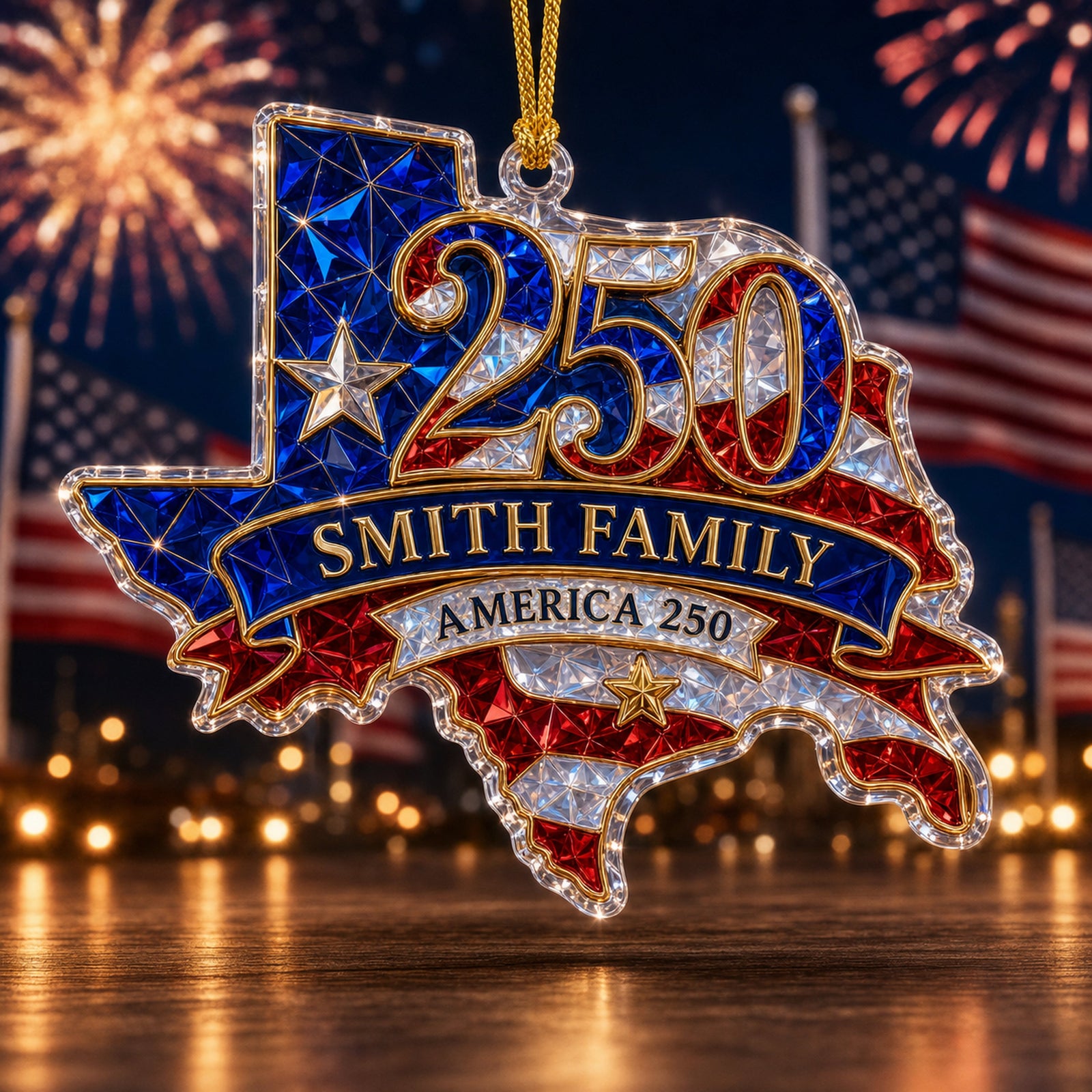 Personalized "The State Pride" Acrylic Hanging Ornament – Celebrating America 250th Anniversary | Luxury Patriotic Gift