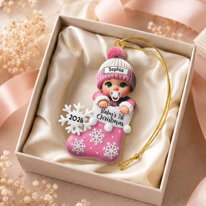 Baby In Christmas Stocking – Baby's 1st Christmas Personalized Ornament