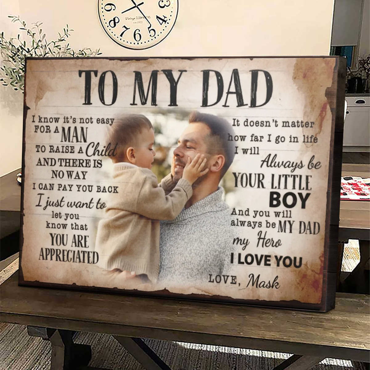 Personalized To My Dad Canvas Poster, Custom Photo And Name,Father's Day Gift For Dad