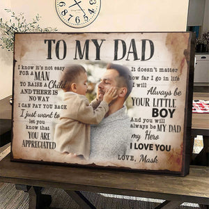 Personalized To My Dad Canvas Poster, Custom Photo And Name,Father's Day Gift For Dad