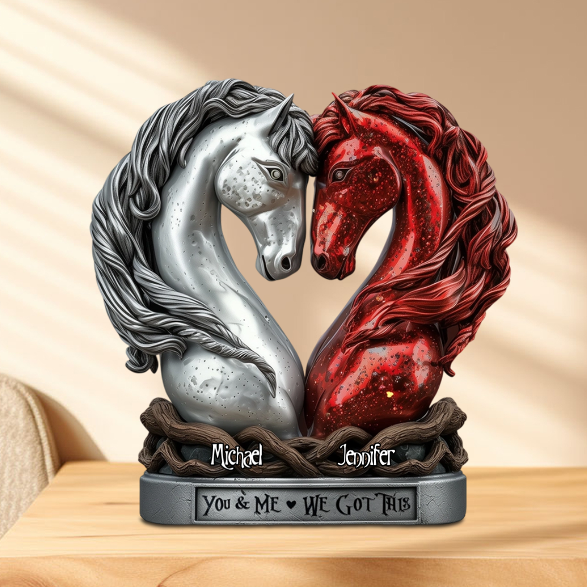 You & Me - Personalized Horse Shaped Acrylic Plaque