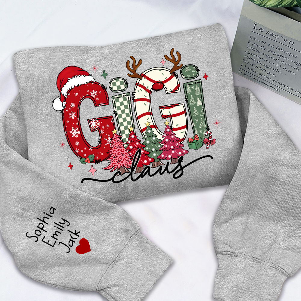 Personalized Christmas Grandma Sweatshirt, Tree Christmas For Grandma, Gift Gigi And Kids