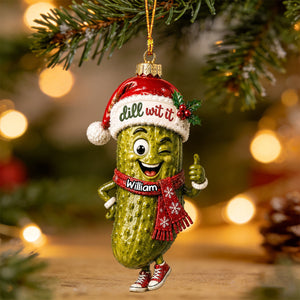 Dill With It - Personalized Pickle Santa Christmas Ornament
