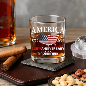 Personalized Family Name America 250th Anniversary Whiskey Glass