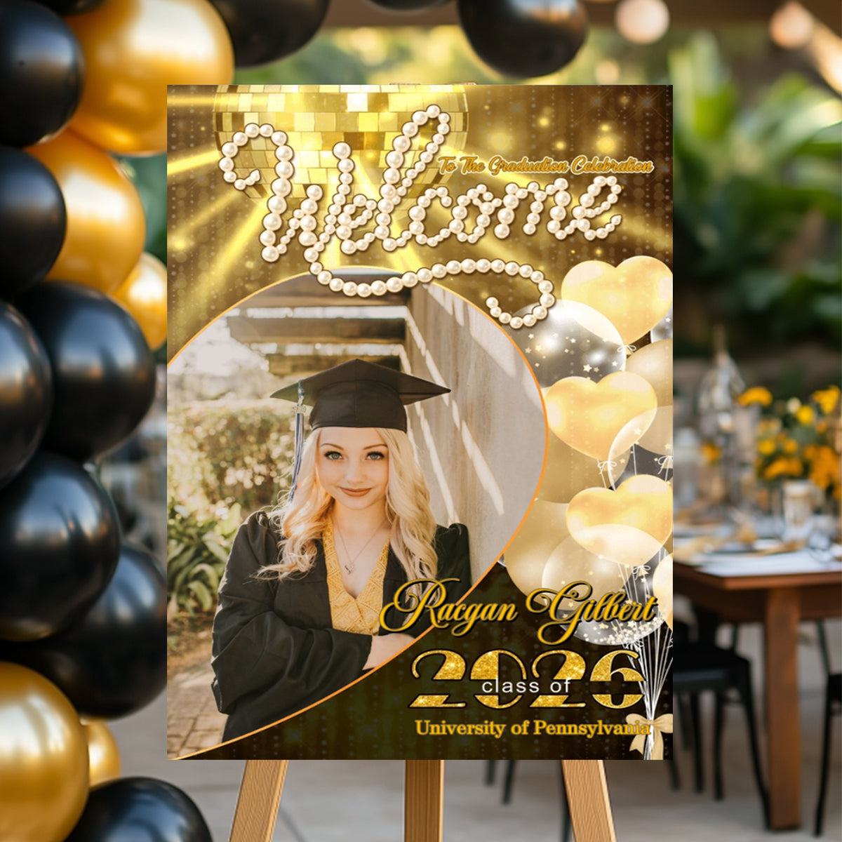 Welcome To Graduation Celebration Pearl Style Custom Party Welcome Sign - Personalized Graduation Canvas