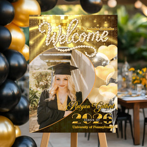 Welcome To Graduation Celebration Pearl Style Custom Party Welcome Sign - Personalized Graduation Canvas