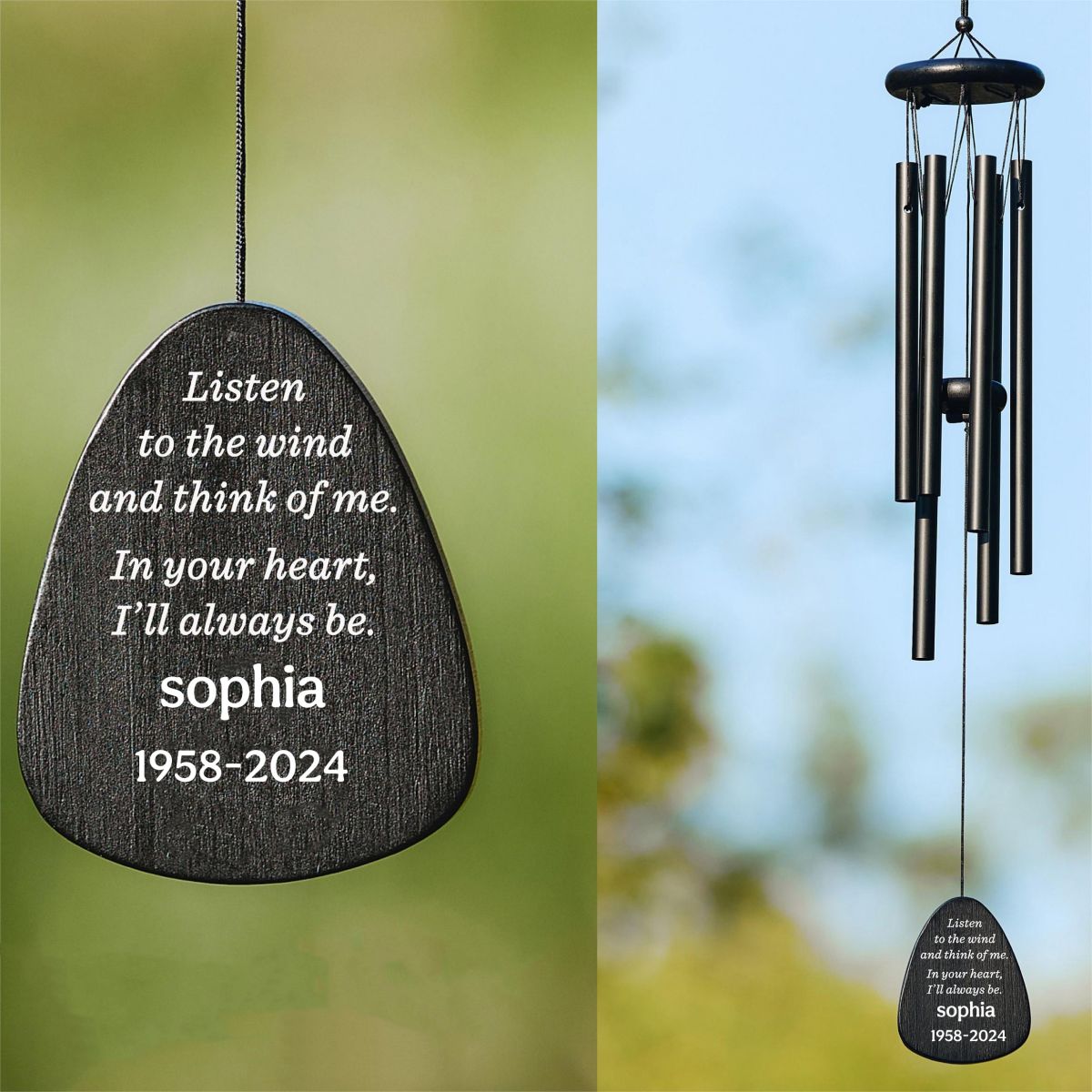 Listen To The Wind And Think Of Me-Personalized Memorial Wind Chimes