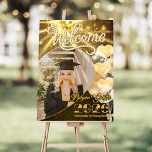Welcome To Graduation Celebration Pearl Style Custom Party Welcome Sign - Personalized Graduation Canvas