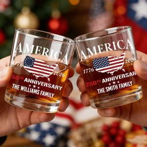 Personalized Family Name America 250th Anniversary Whiskey Glass