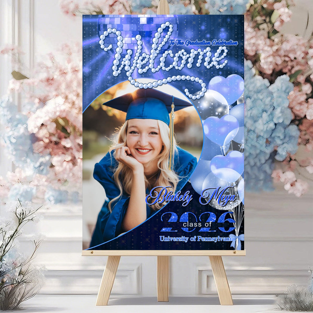 Welcome To Graduation Celebration Pearl Style Custom Party Welcome Sign - Personalized Graduation Canvas